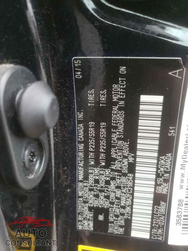 LEXUS RX350 2015 - 2T2BK1BA2FC318548