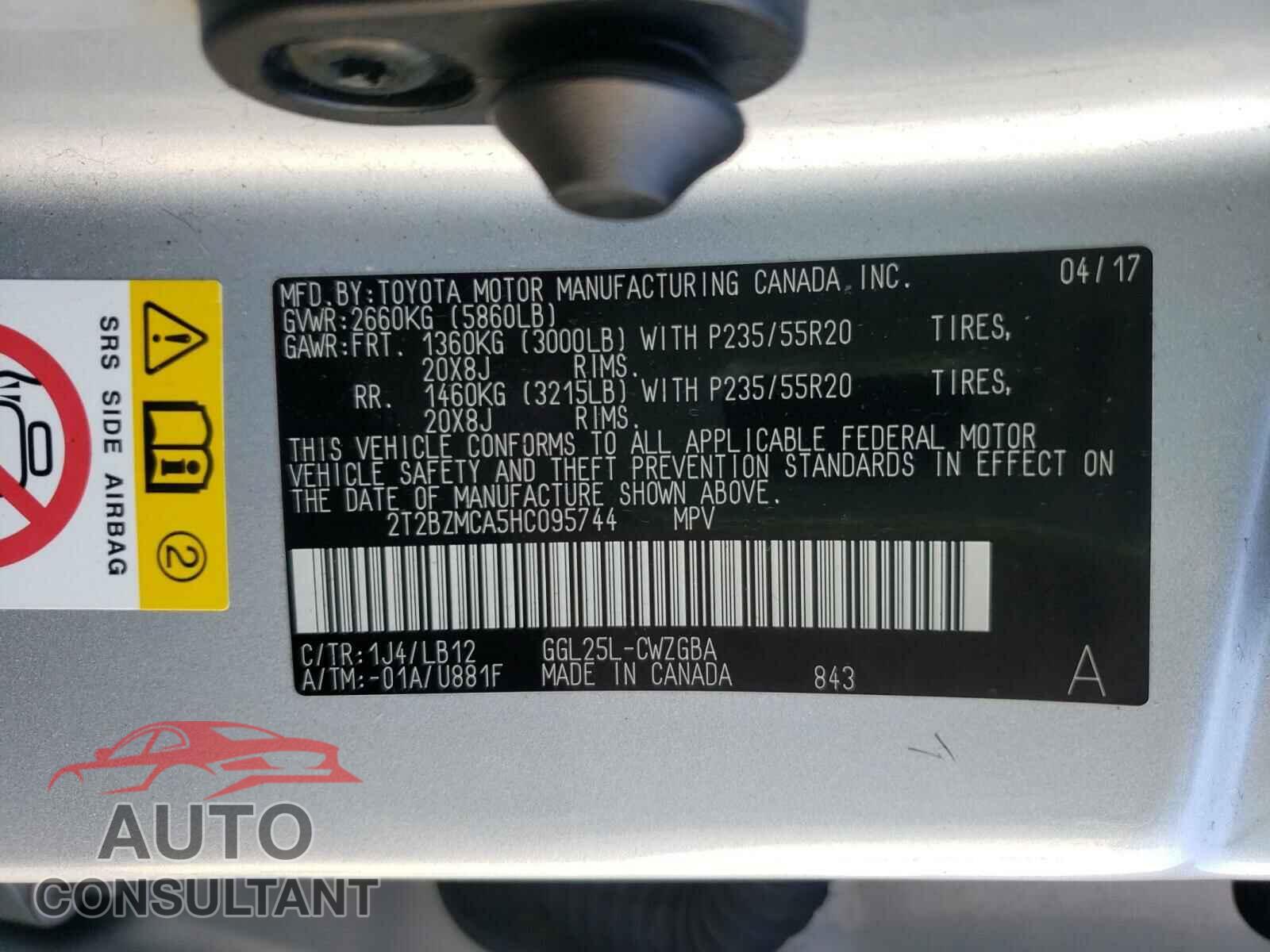 LEXUS RX350 2017 - 2T2BZMCA5HC095744