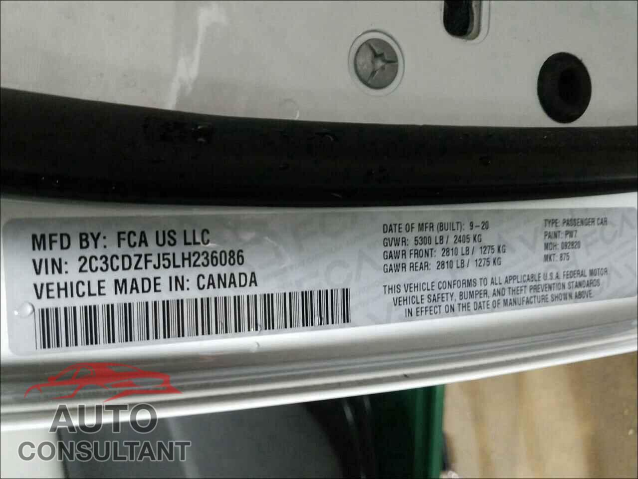 DODGE CHALLENGER 2020 - 2C3CDZFJ5LH236086