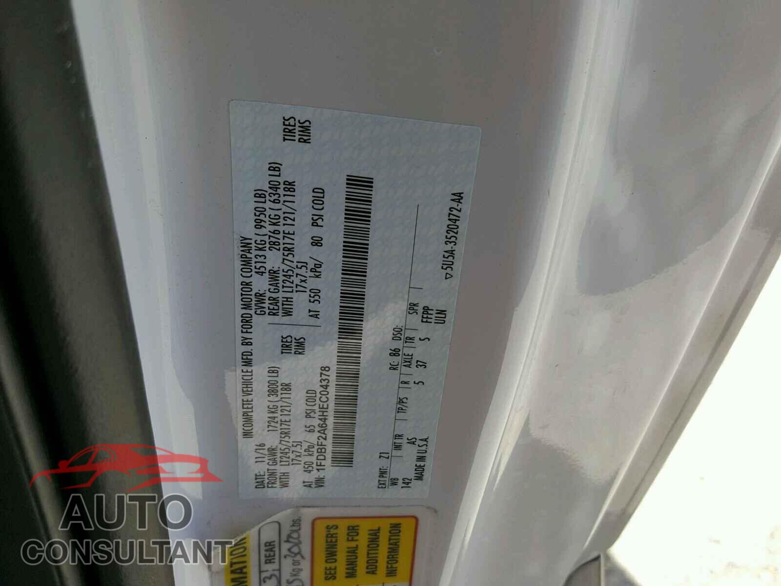 FORD F250 2017 - 1FDBF2A64HEC04378
