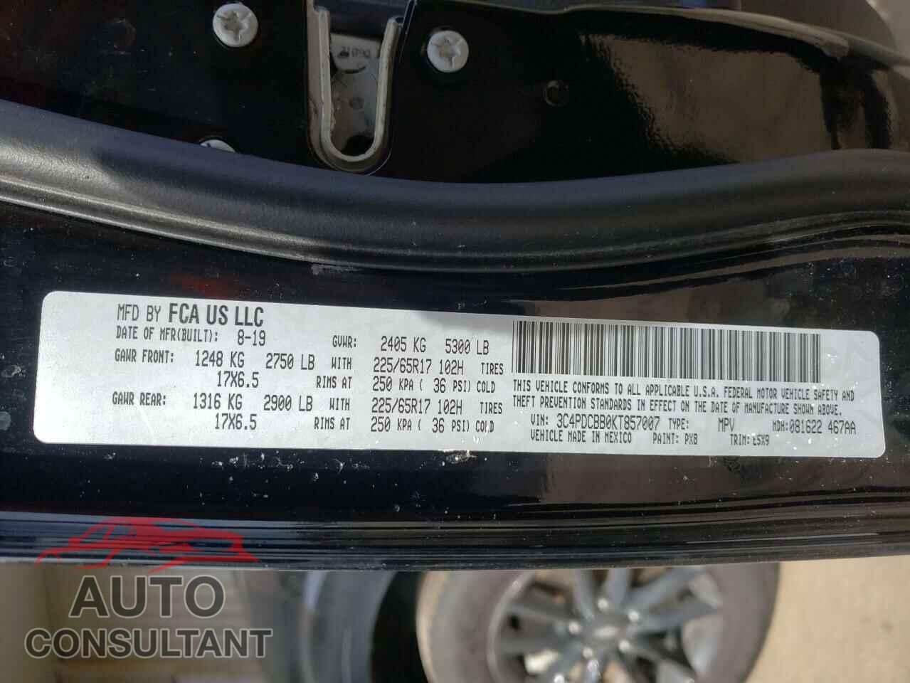 DODGE JOURNEY 2019 - 3C4PDCBB0KT857007