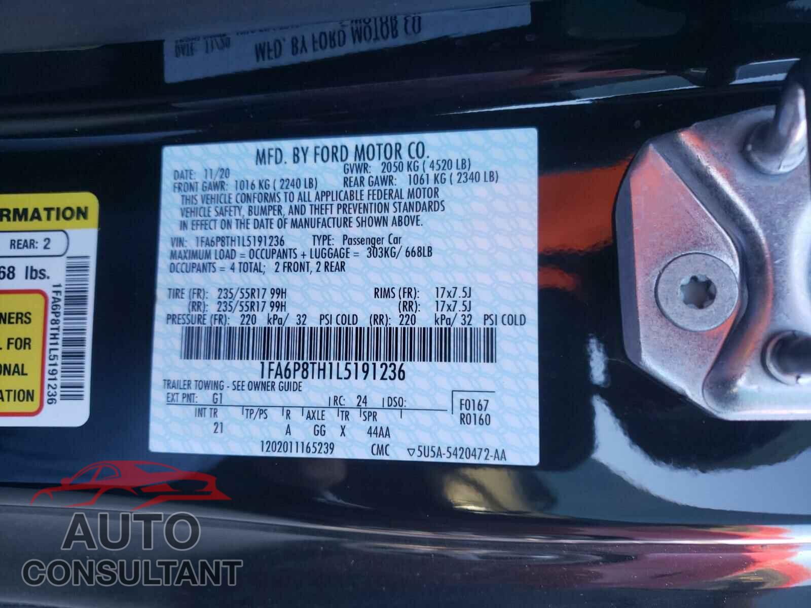 FORD MUSTANG 2020 - 1FA6P8TH1L5191236