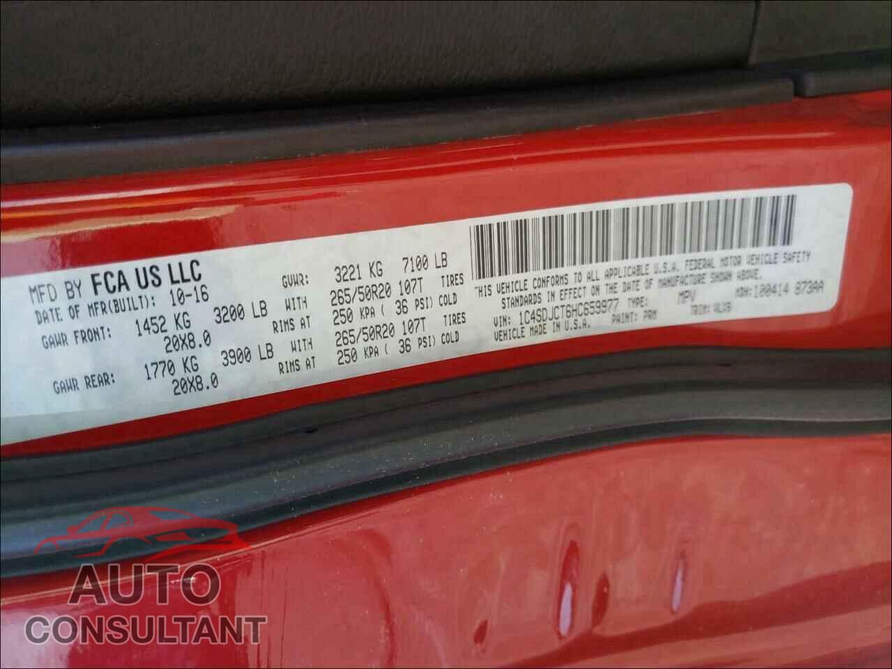 DODGE DURANGO 2017 - 1C4SDJCT6HC659977