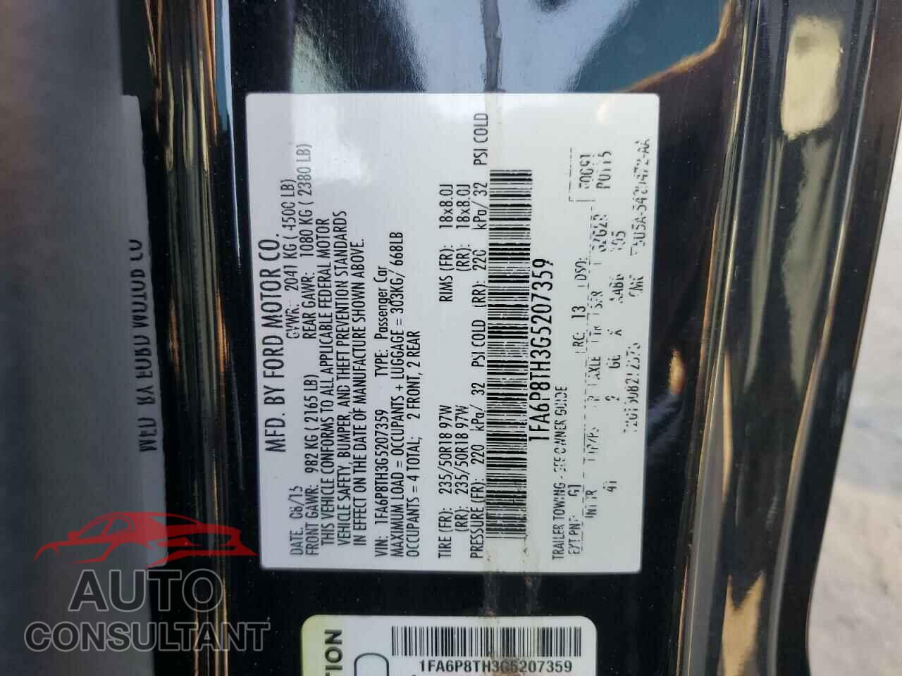 FORD MUSTANG 2016 - 1FA6P8TH3G5207359