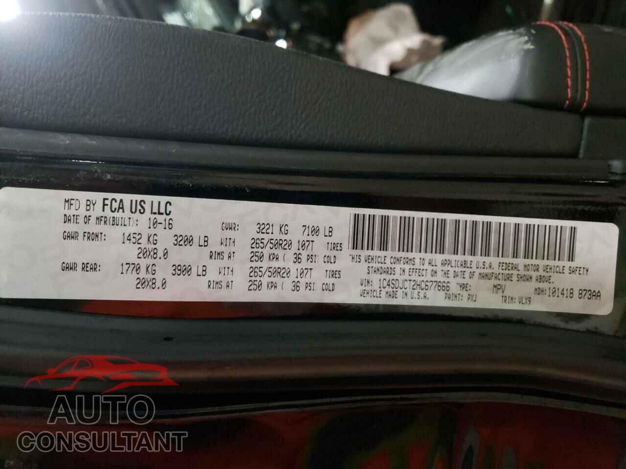 DODGE DURANGO 2017 - 1C4SDJCT2HC677666
