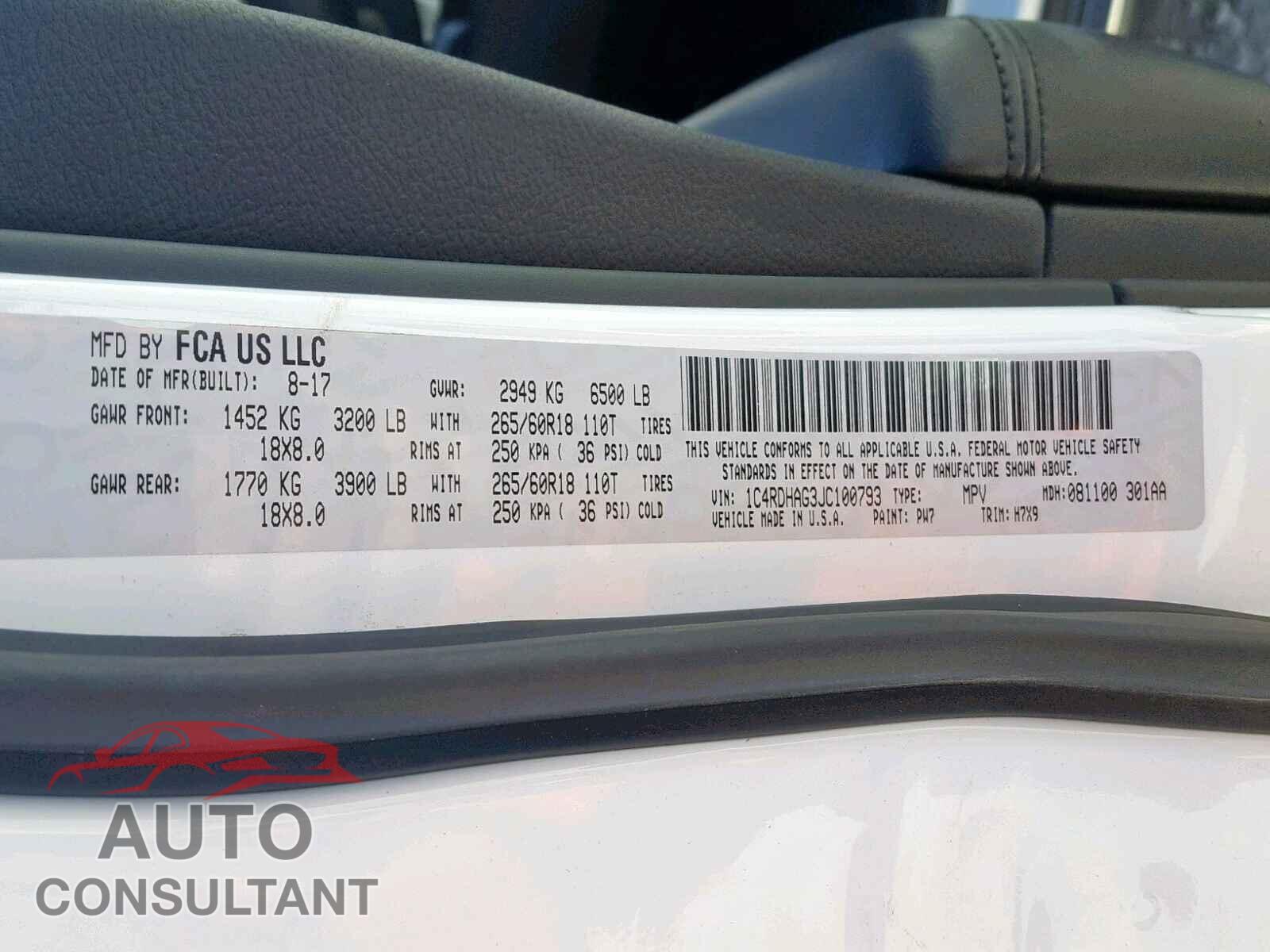 DODGE DURANGO SX 2018 - 3KPFK4A71HE157627