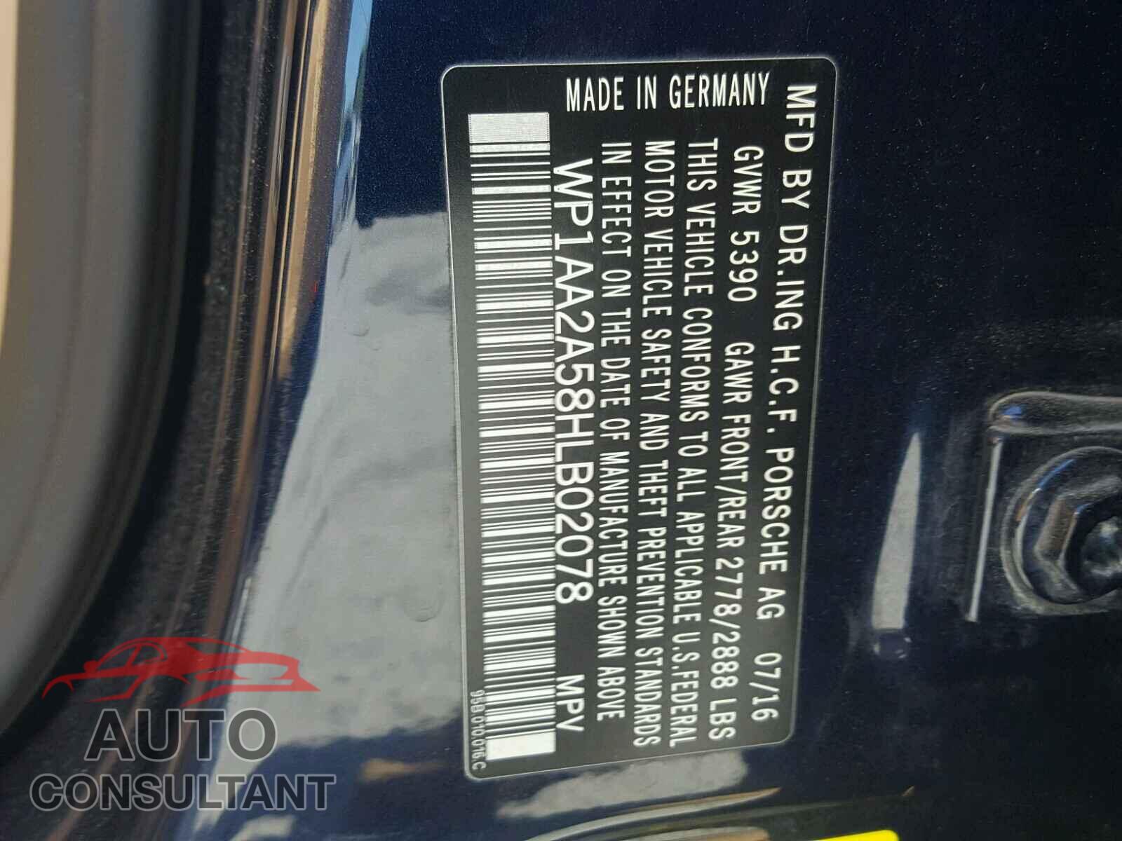 PORSCHE MACAN 2017 - WP1AA2A58HLB02078