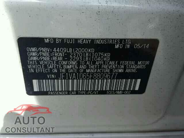 SUBARU WRX 2015 - JF1VA1D65F8809677