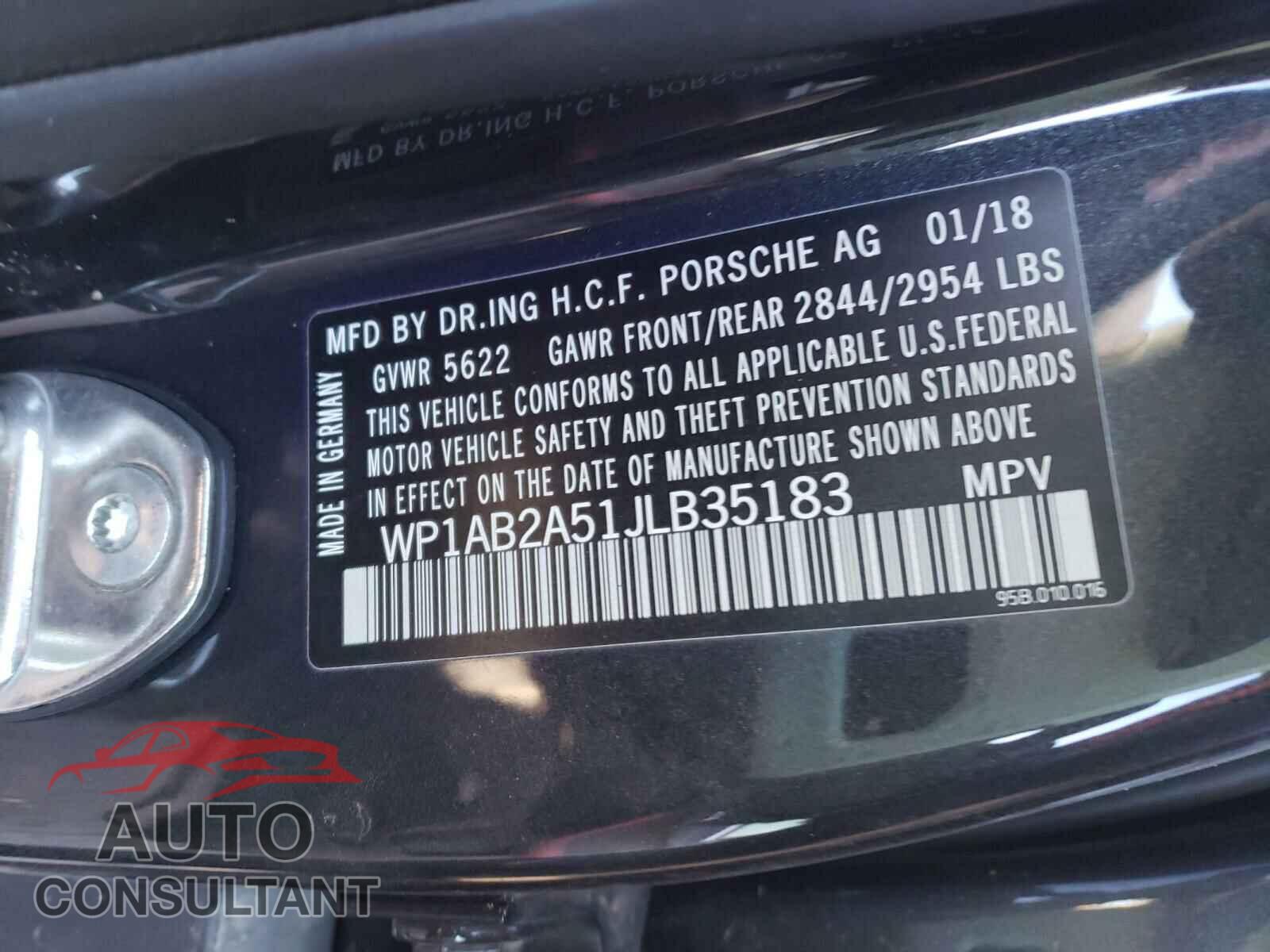PORSCHE MACAN 2018 - WP1AB2A51JLB35183