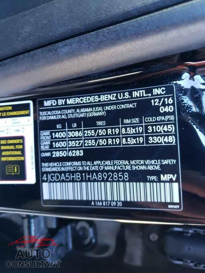 MERCEDES-BENZ GLE-CLASS 2017 - 4JGDA5HB1HA892858