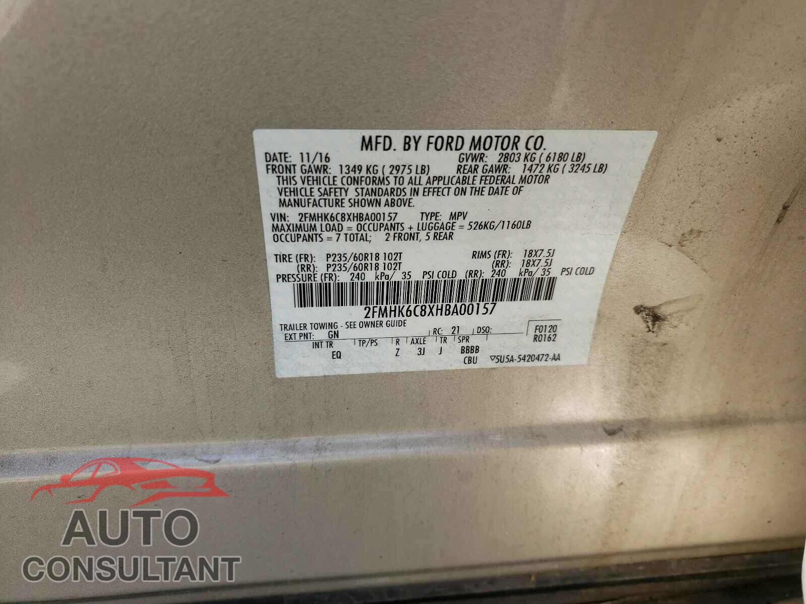 FORD FLEX 2017 - 2FMHK6C8XHBA00157