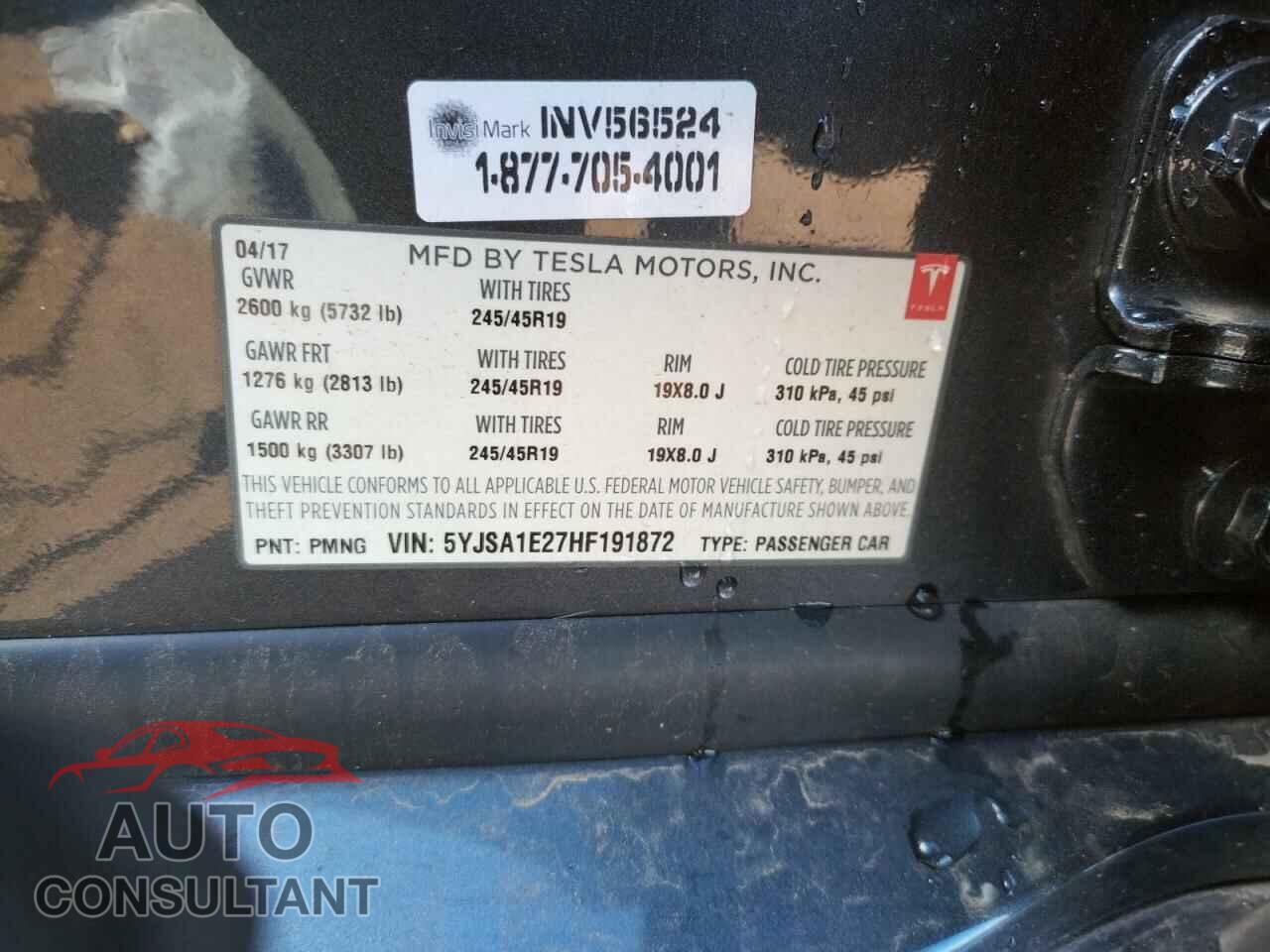 TESLA MODEL S 2017 - 5YJSA1E27HF191872