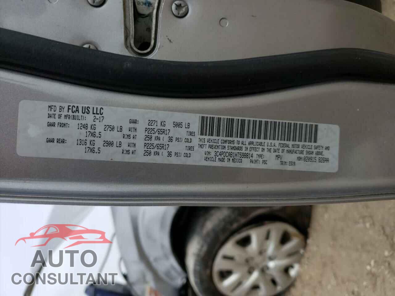 DODGE JOURNEY 2017 - 3C4PDCAB1HT598814