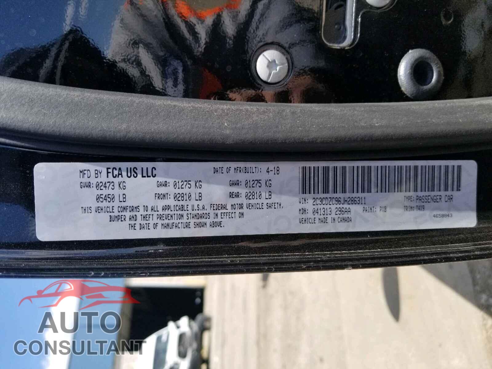 DODGE CHALLENGER 2018 - 2C3CDZC96JH286311