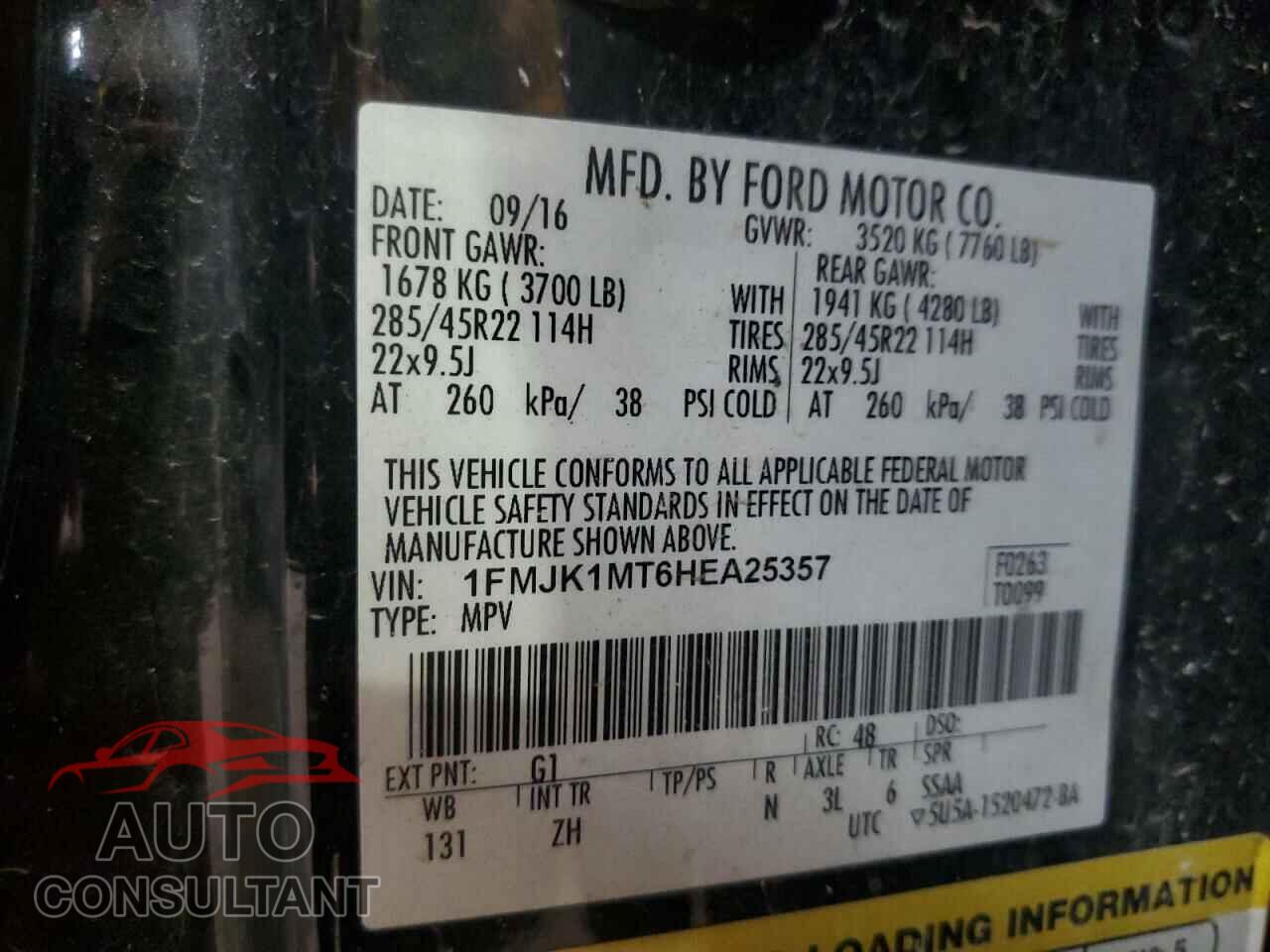 FORD EXPEDITION 2017 - 1FMJK1MT6HEA25357