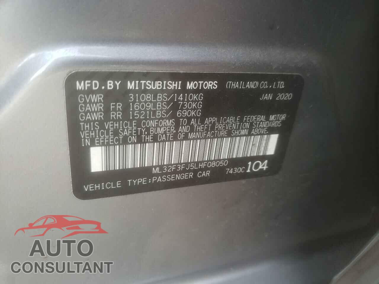 MITSUBISHI MIRAGE 2020 - ML32F3FJ5LHF08050