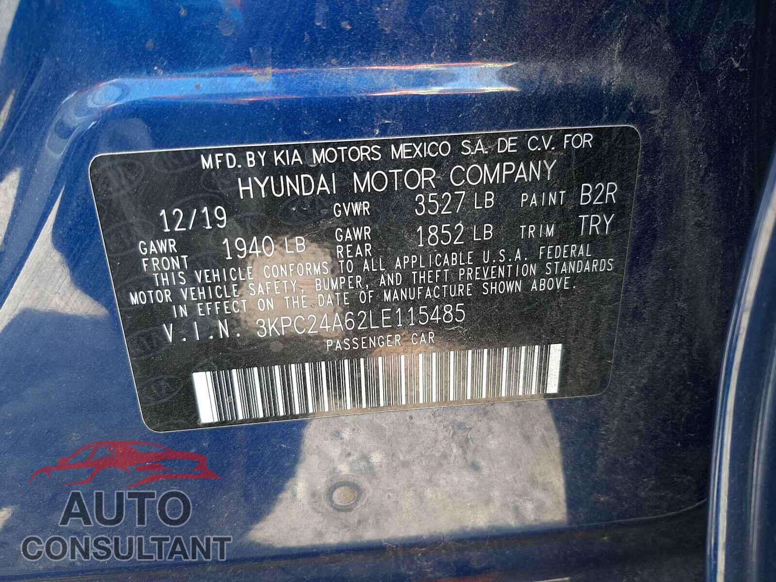 HYUNDAI ACCENT 2020 - 3KPC24A62LE115485
