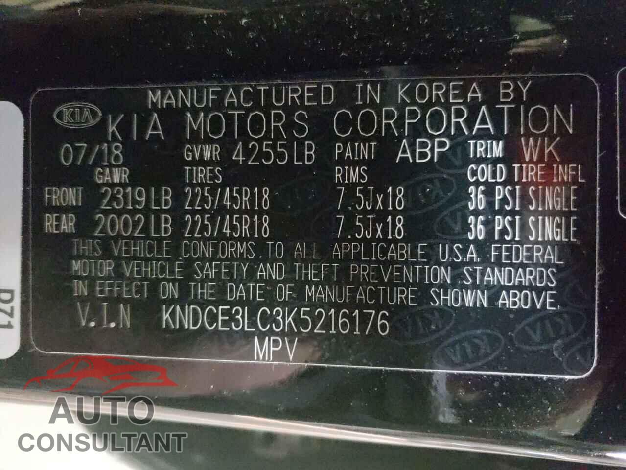 KIA NIRO 2019 - KNDCE3LC3K5216176