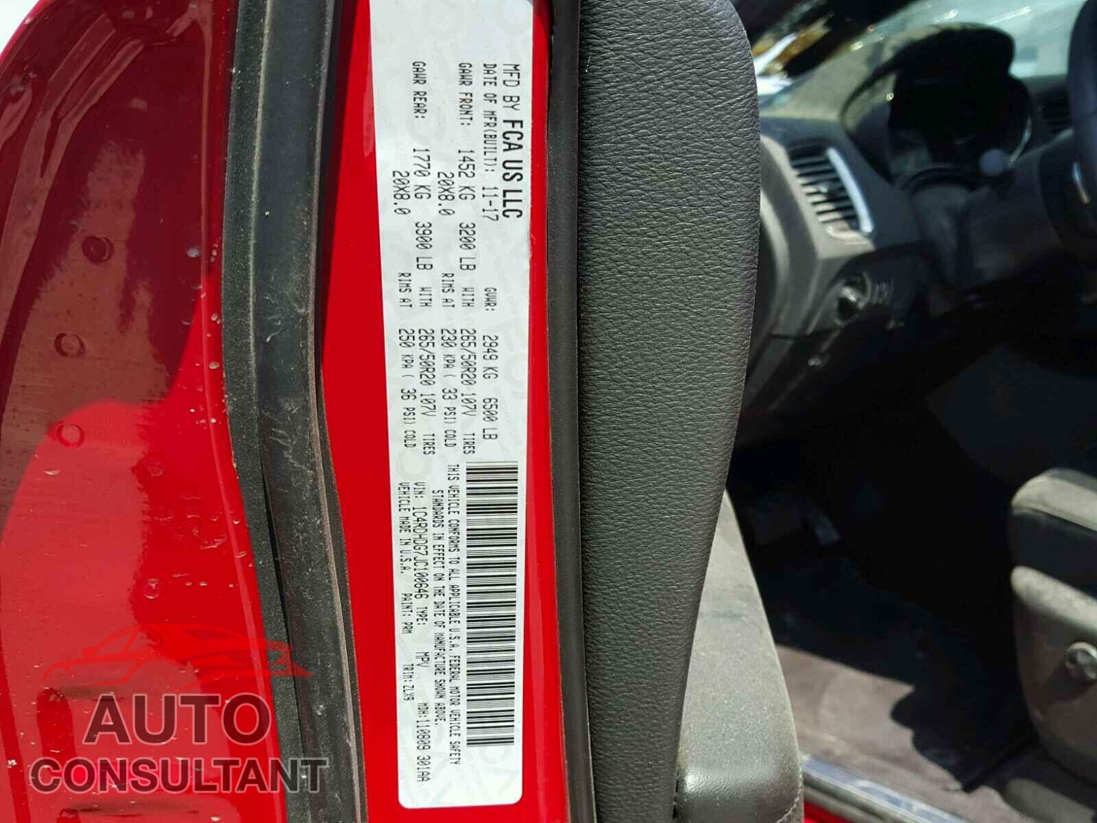 DODGE DURANGO 2018 - 1C4RDHDG7JC100646