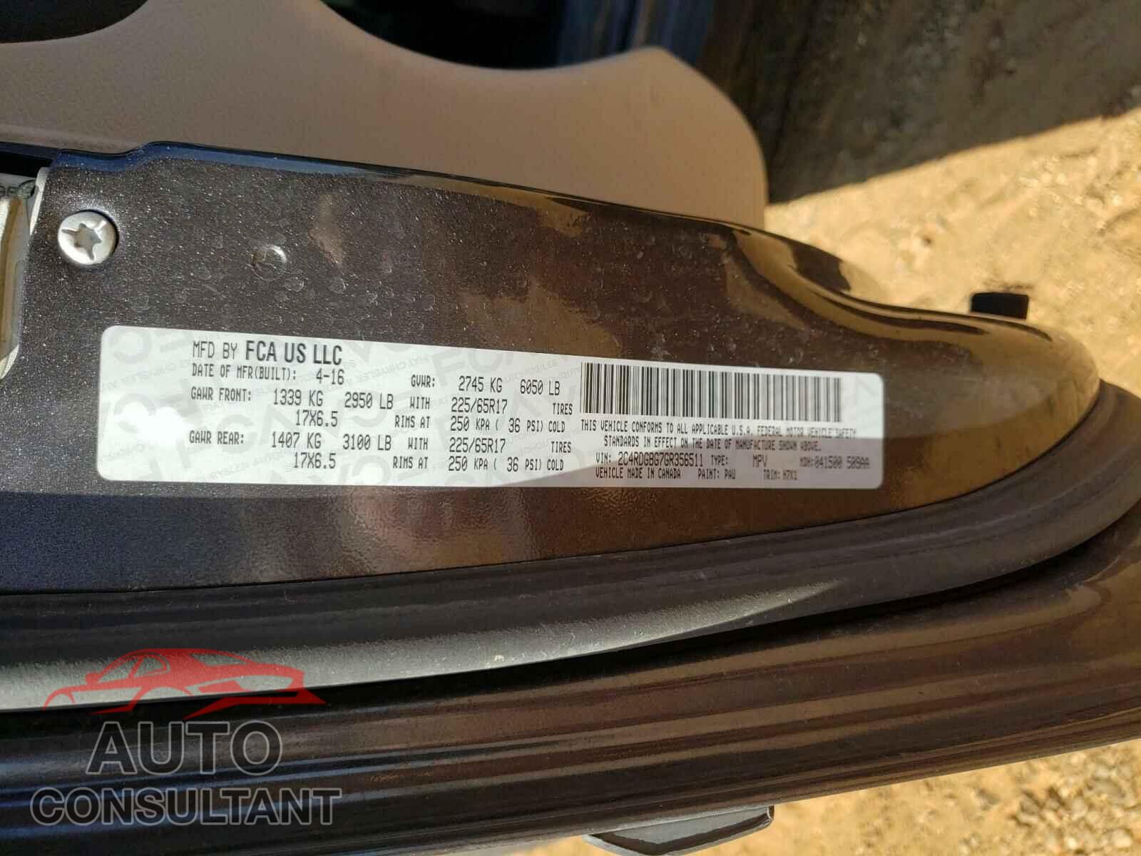 DODGE GRAND CARA 2016 - 2C4RDGBG7GR356511