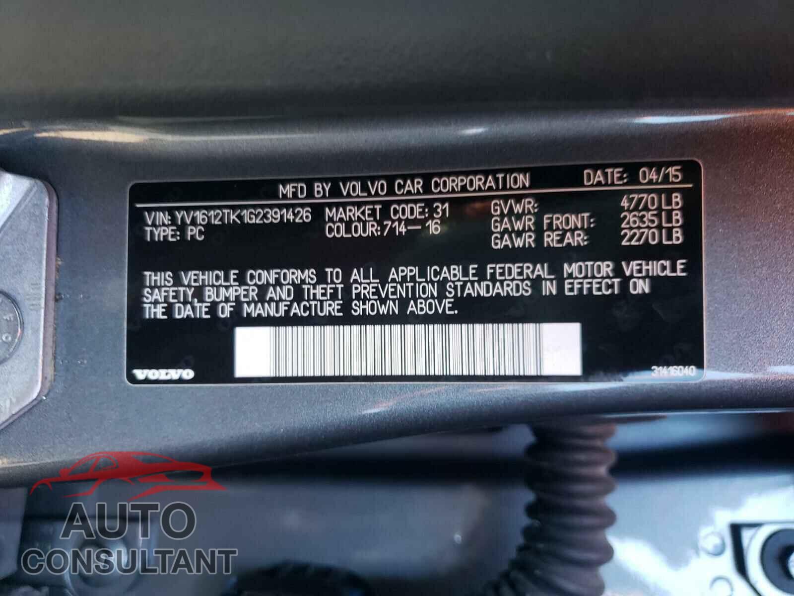 VOLVO S60 2016 - YV1612TK1G2391426