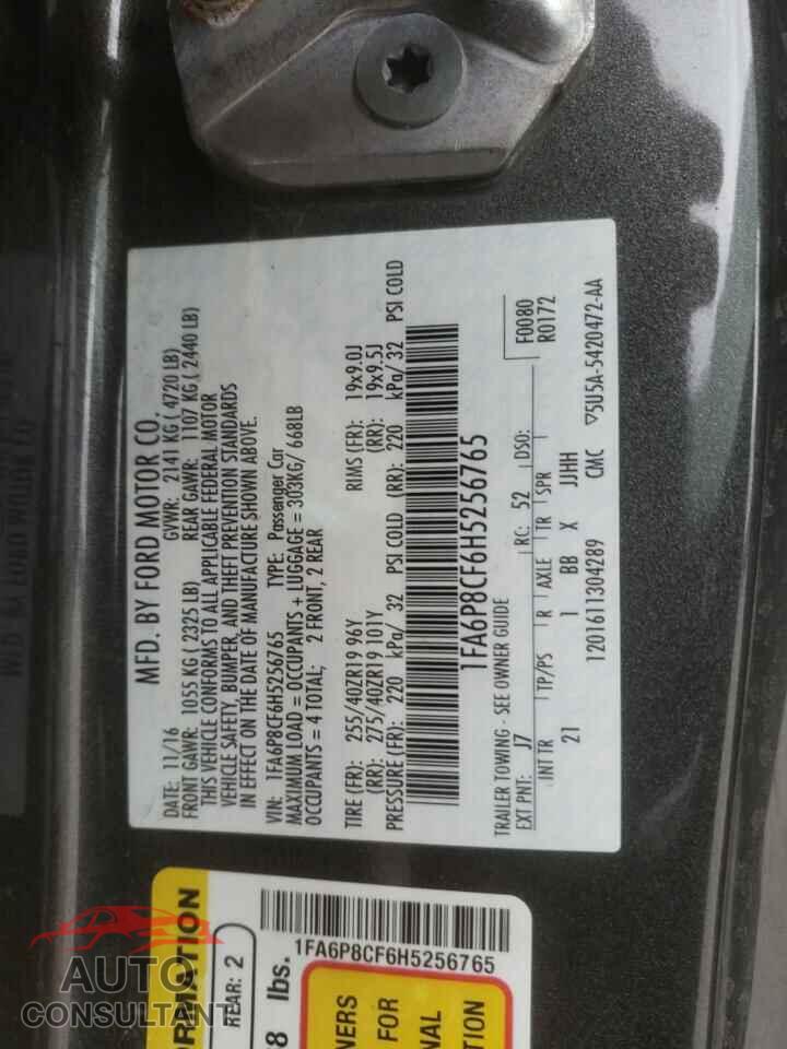 FORD MUSTANG 2017 - 1FA6P8CF6H5256765