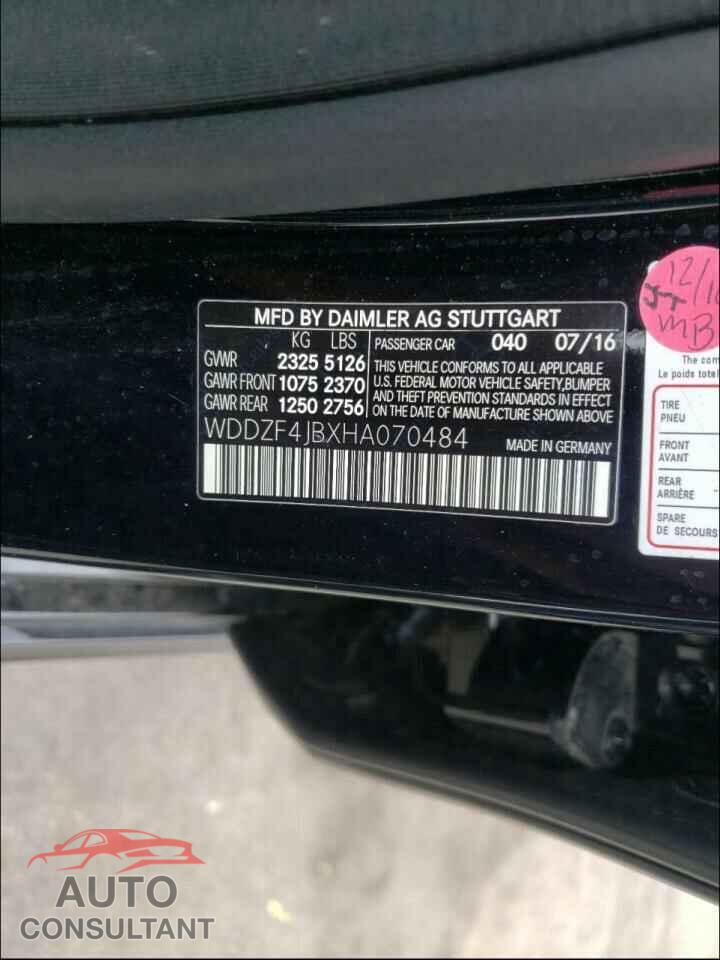 MERCEDES-BENZ E CLASS 2017 - WDDZF4JBXHA070484