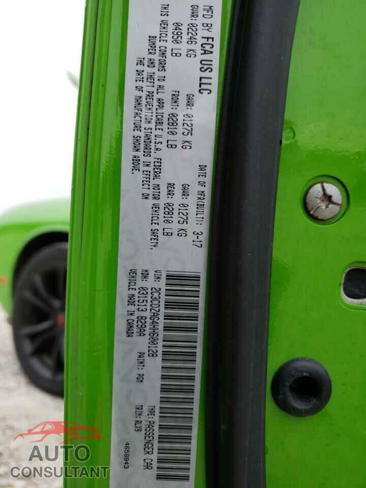 DODGE CHALLENGER 2017 - 2C3CDZAG4HH600128