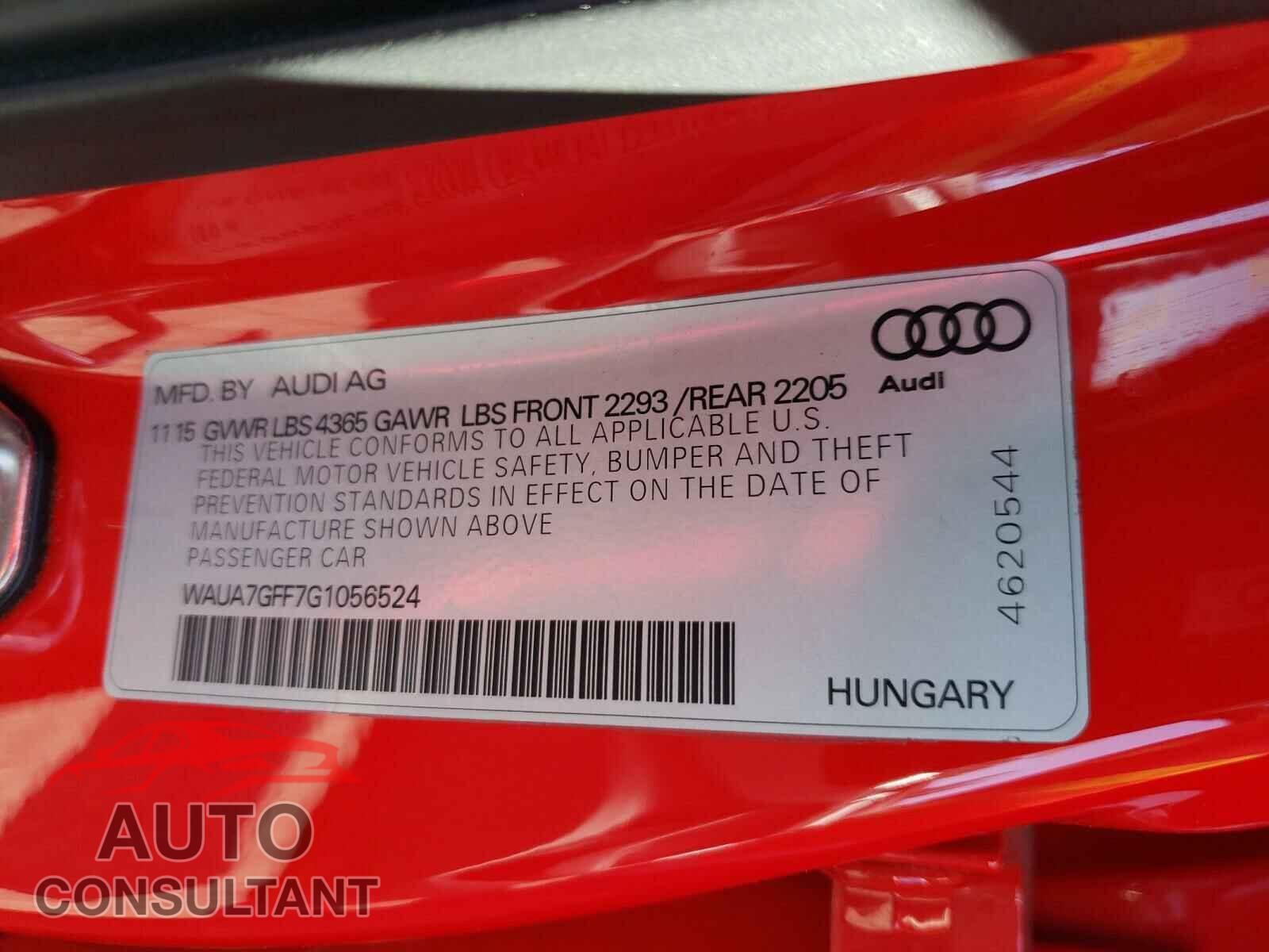 AUDI A3 2016 - WAUA7GFF7G1056524