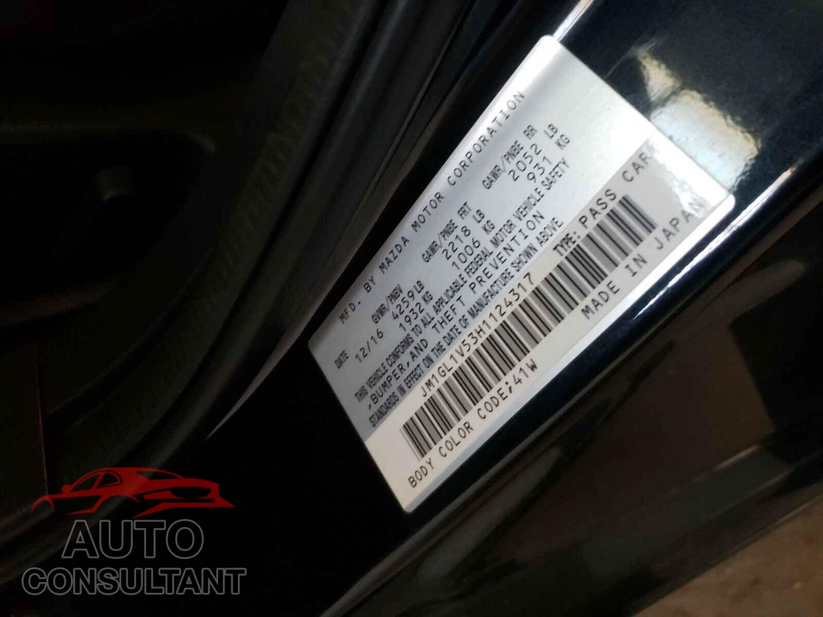 MAZDA 6 2017 - JM1GL1V53H1124317