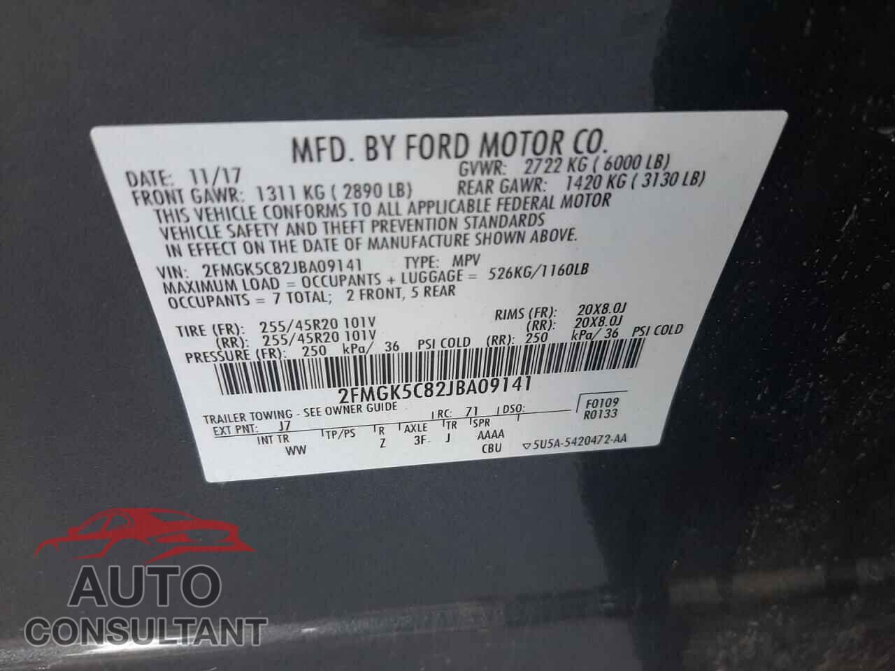 FORD FLEX 2018 - 2FMGK5C82JBA09141