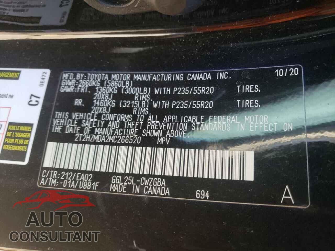 LEXUS RX350 2021 - 2T2HZMDA2MC266520