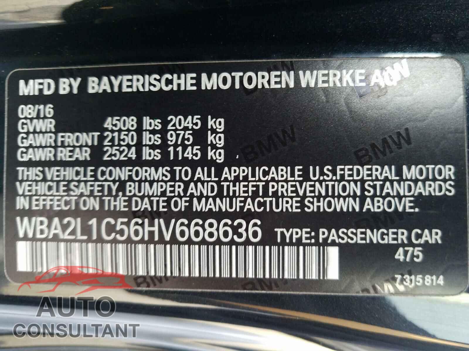 BMW M2 2017 - WBA2L1C56HV668636