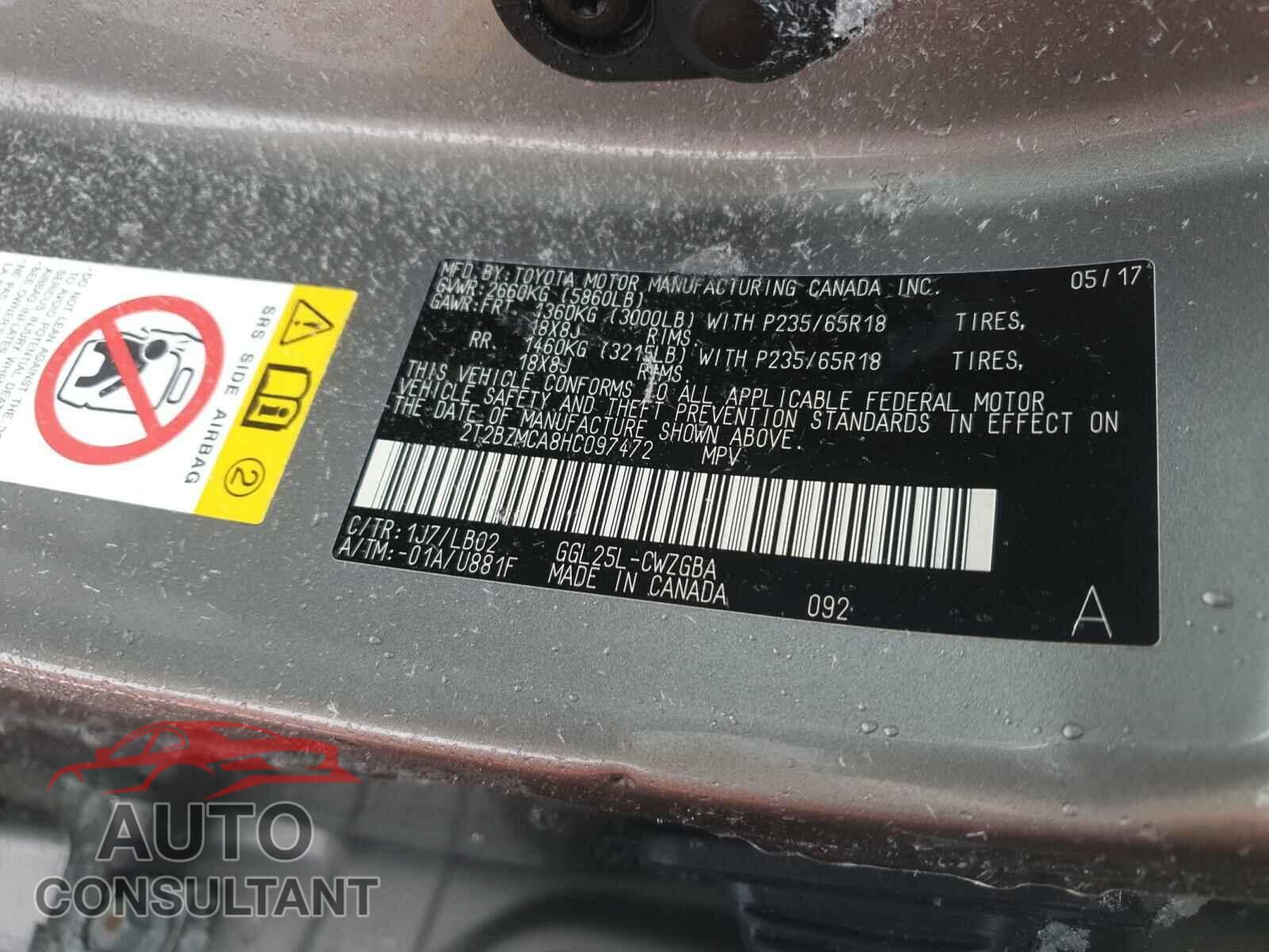 LEXUS RX350 2017 - 2T2BZMCA8HC097472