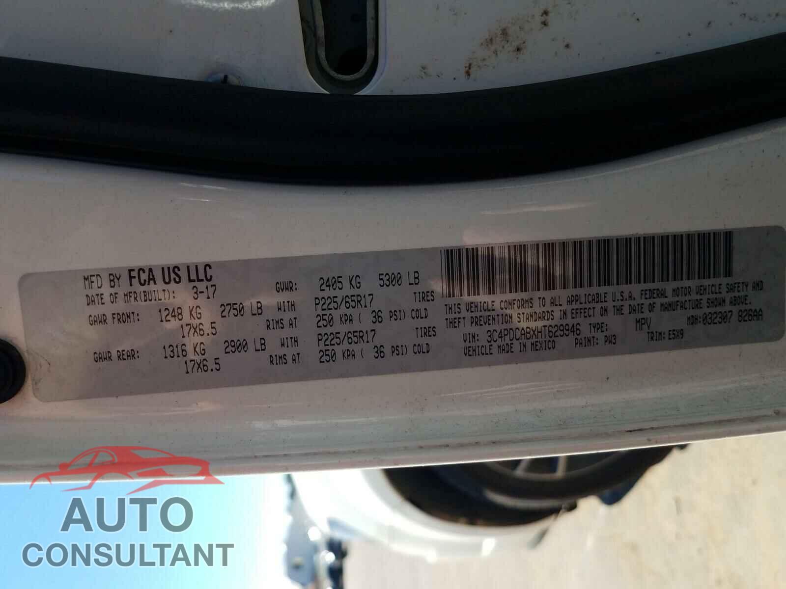 DODGE JOURNEY 2017 - 3C4PDCABXHT629946