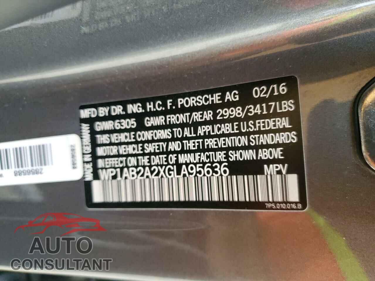 PORSCHE CAYENNE 2016 - WP1AB2A2XGLA95636