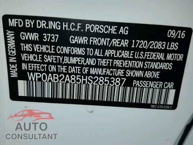 PORSCHE CAYMAN 2017 - WP0AB2A85HS285387