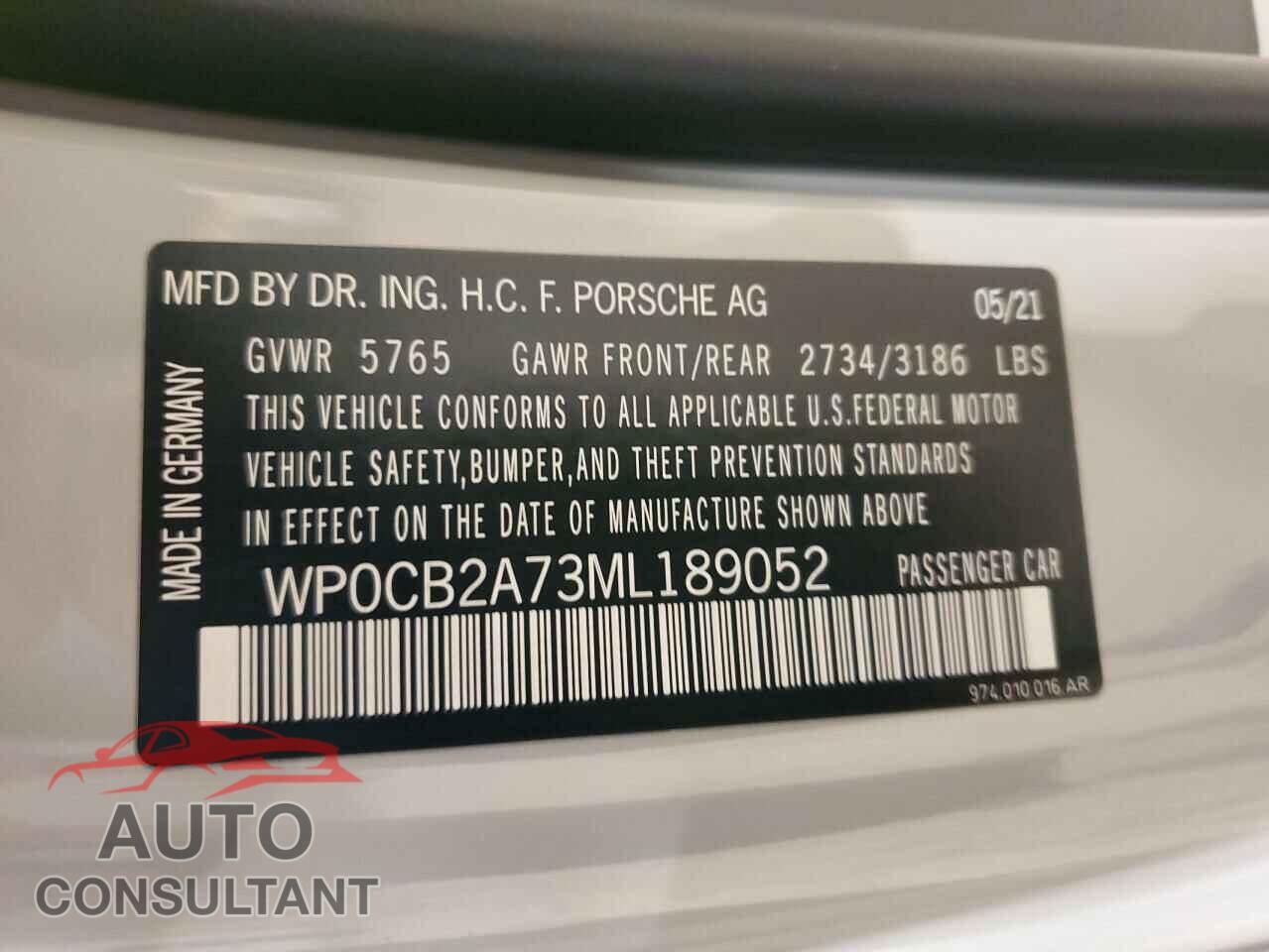 PORSCHE PANAMERA 2021 - WP0CB2A73ML189052