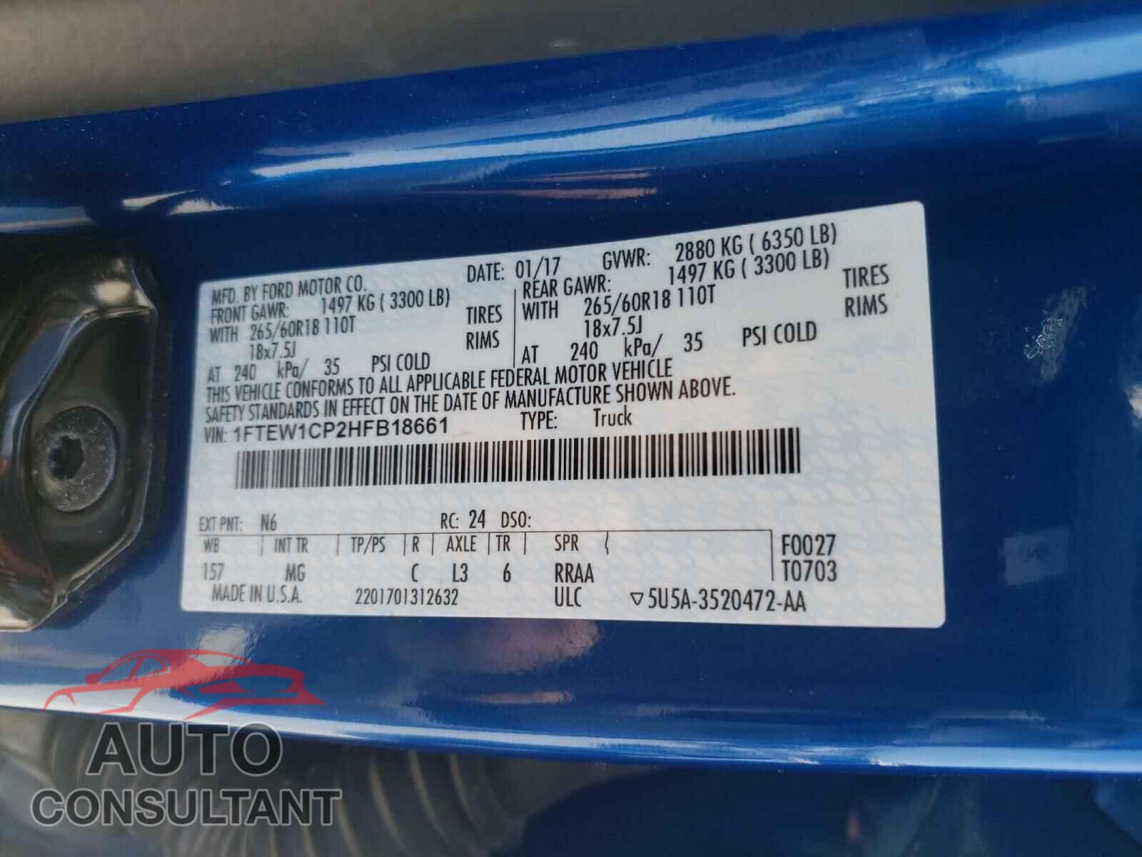 FORD F150 2017 - 1FTEW1CP2HFB18661