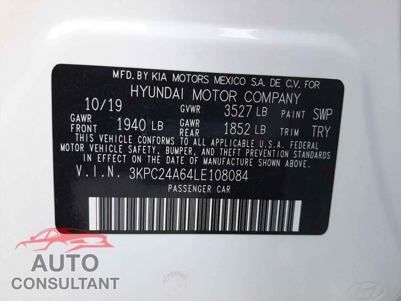HYUNDAI ACCENT 2020 - 3KPC24A64LE108084