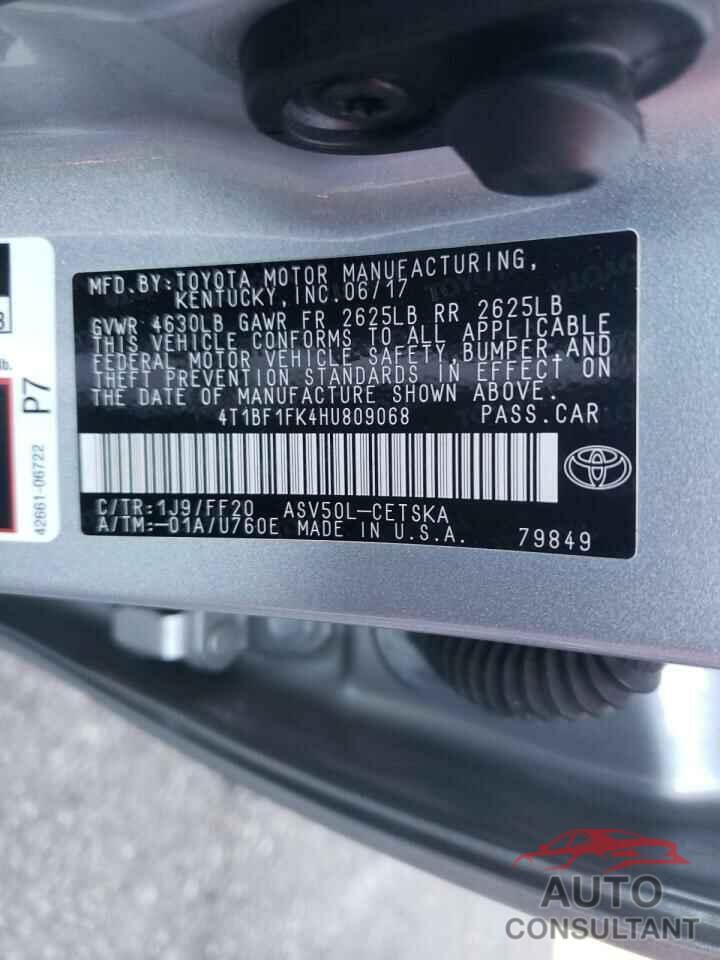 TOYOTA CAMRY 2017 - 4T1BF1FK4HU809068