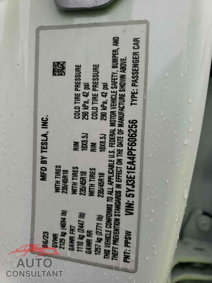 TESLA MODEL 3 2023 - 5YJ3E1EA4PF606256