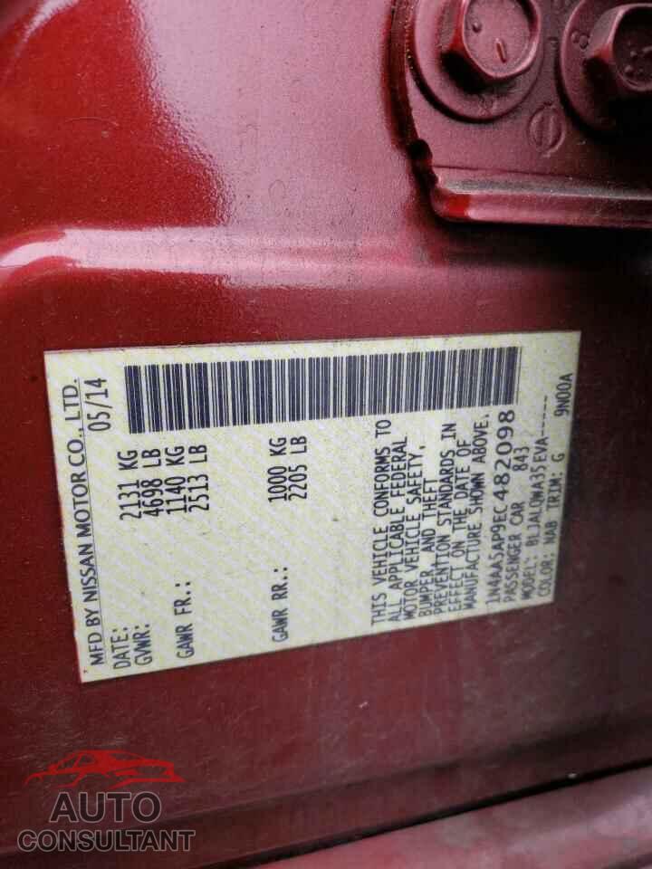 NISSAN MAXIMA 2014 - 1N4AA5AP9EC482098