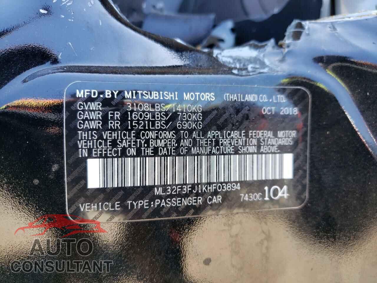 MITSUBISHI MIRAGE 2019 - ML32F3FJ1KHF03894