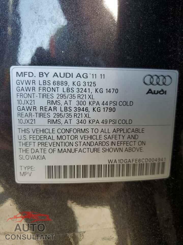 AUDI Q7 2012 - WA1DGAFE6CD004941