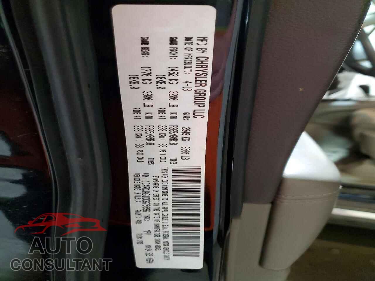 DODGE DURANGO 2013 - 1C4RDJAG1DC675096