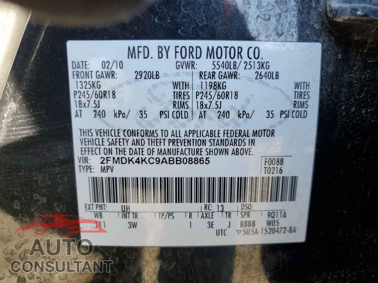 FORD EDGE 2010 - 2FMDK4KC9ABB08865
