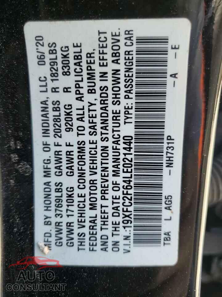 HONDA CIVIC 2020 - 19XFC2F64LE021440
