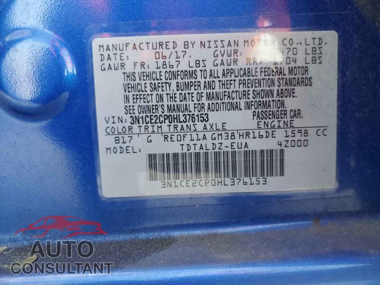 NISSAN VERSA 2017 - 3N1CE2CP0HL376153