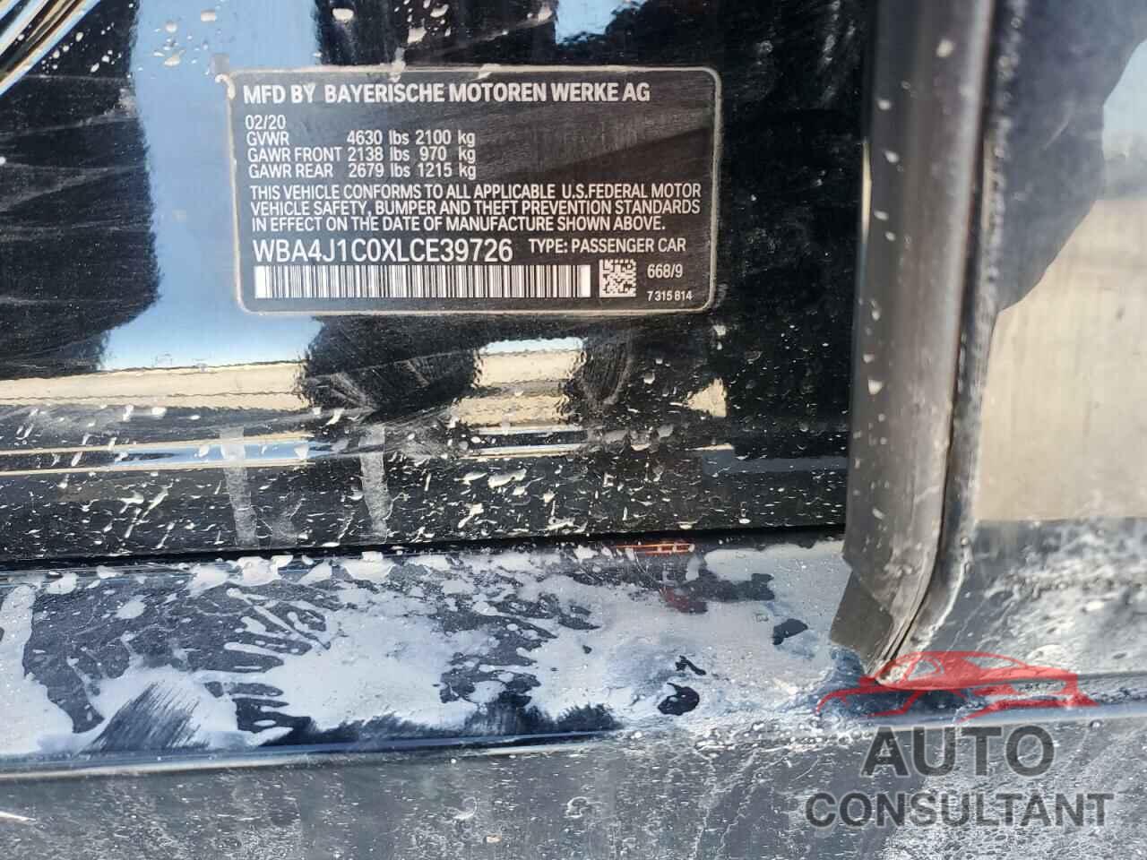 BMW 4 SERIES 2020 - WBA4J1C0XLCE39726